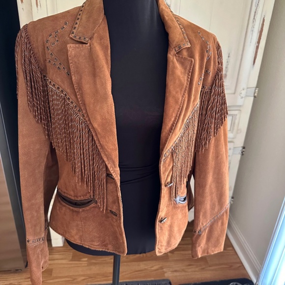 CRIPPLE CREEK Suede Fringe Jacket / Size 14 - Picture 3 of 9